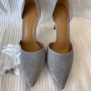 JCrew light grey suede heels